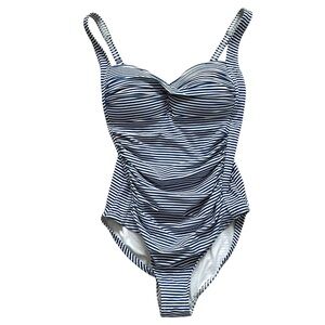Niptuck Nip Tuck Swim Swimsuit 6 One-Piece Striped Multi Fit Cup Ruched Slimming